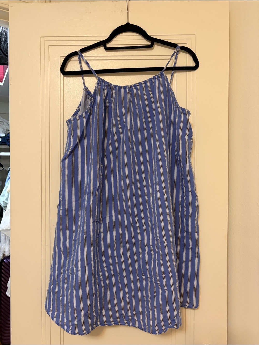 H&M Blue and White Striped Mini Sundress